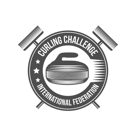Curling game vintage badges setのイラスト素材