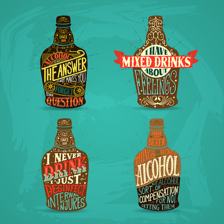 Typographic Art for Poster Print Greeting Card T shirt apparel design. Vintage engraving illustration for label, poster, invitation to a party drink.のイラスト素材