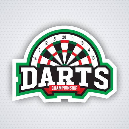 Vintage darts labels, logotypes, badges and vintage elements.  For sports design usage.のイラスト素材