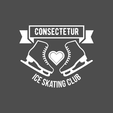 Ice Skating label logo setのイラスト素材