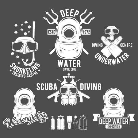 Set of diving vintage labels and logosのイラスト素材