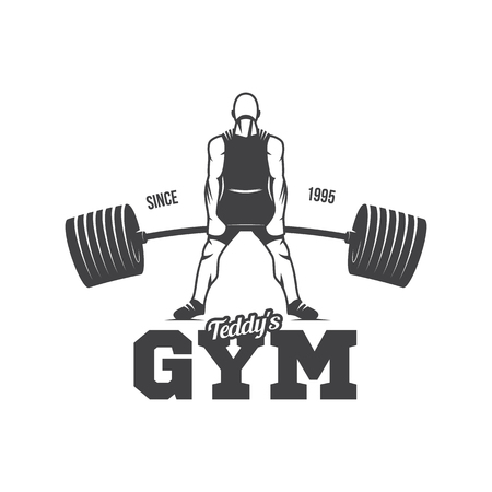 Bodybuilding, powerlifting, kettlebell, workout logotype sign symbol. Fitness logo emblem design elements. Sport icon and elements.のイラスト素材