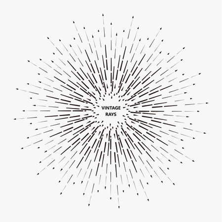 Vintage rays. Hand drawn sunburst. Hipster style. Vector illustration.のイラスト素材