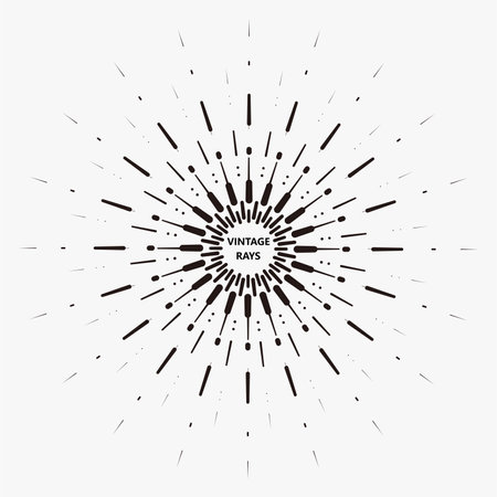 Retro sunburst element. Radiating from the center of thin beams, lines. Vintage design element.のイラスト素材