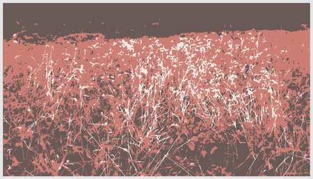 Abstract grunge background with grass. vector of art woodcut style nature landscape scene illustration background.のイラスト素材