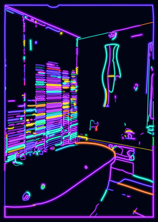 Bathroom with neon lights. Vector illustration.の写真素材