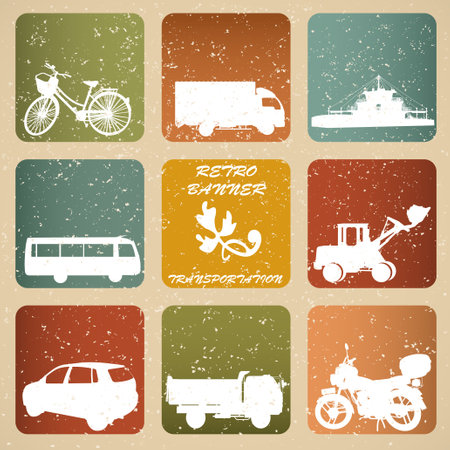 retro banner transportation background.(ai eps10 with transparency effect)のイラスト素材