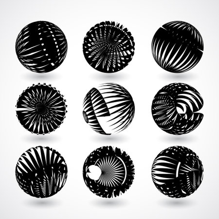 black and white round style abstract stripe pattern background.(ai eps10 with transparency effect)のイラスト素材