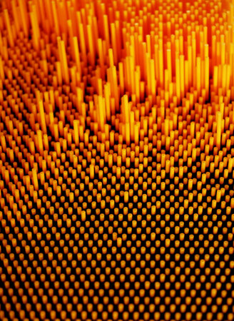 abstract background of yellow dots on a black background.の写真素材