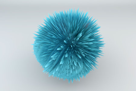 Abstract 3d rendering of chaotic structure. Creative background with blue sphere.の写真素材