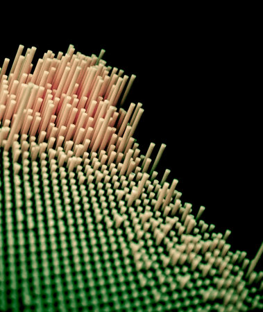 3d rendering of a network of white rods in a black backgroundの写真素材