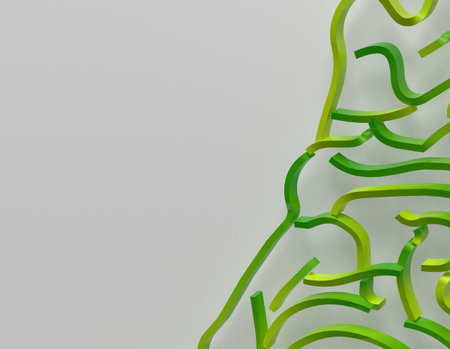 Abstract 3d illustration of green curved lines on a white background.の写真素材