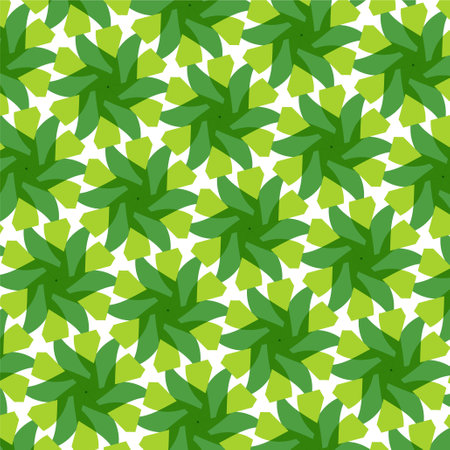 Seamless pattern with green leaves on white background. Vector illustration.のイラスト素材
