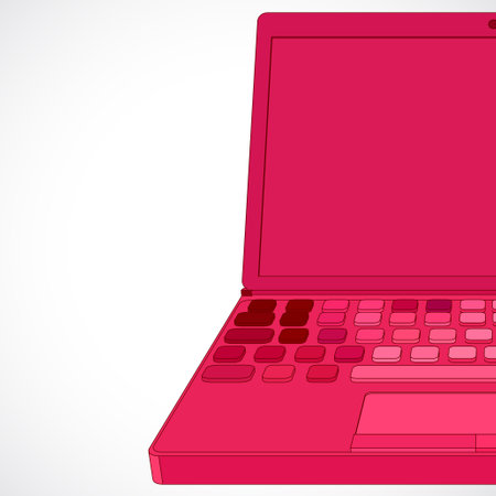 Red laptop on a white background. Vector illustration.のイラスト素材