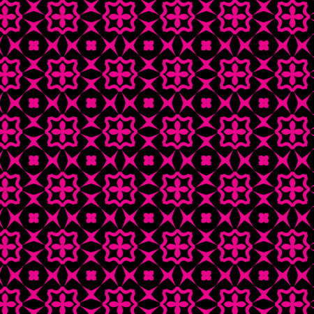 Seamless illustrated pattern made of abstract elements in pink and blackのイラスト素材