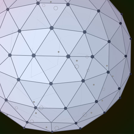 Abstract polygonal sphere with connected lines and dots. Vector illustration.のイラスト素材
