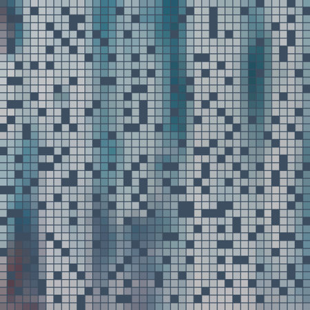 abstract vector square pixel mosaic background - blue and gray with rounded corners