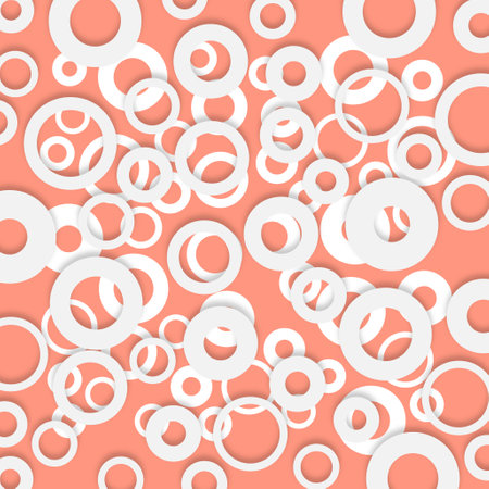 Seamless pattern with white circles on pink background. Vector illustration.のイラスト素材