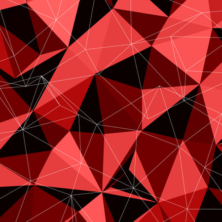 Abstract geometric background with triangles. Vector illustration. Red and black colors.のイラスト素材