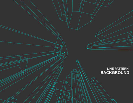 Abstract vector background with wireframe buildings. Futuristic technology style.のイラスト素材