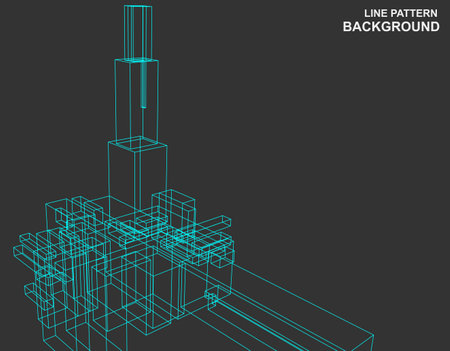 Abstract architecture background. Vector illustration. Wireframe low poly mesh construction.のイラスト素材