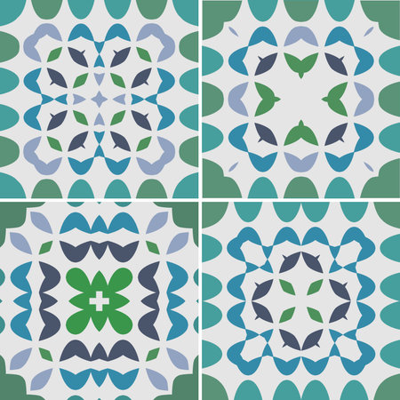 Seamless pattern illustration in traditional style - like Portuguese tiles.のイラスト素材