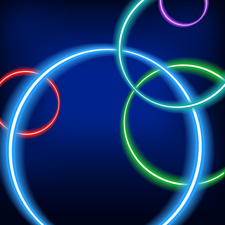 Abstract background with neon circles. Vector Illustration.のイラスト素材