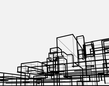 Abstract architectural 3D construction. Concept - modern architecture and designing.のイラスト素材