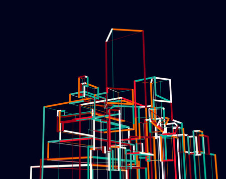 Abstract 3d rendering of chaotic shape. Futuristic background design.のイラスト素材