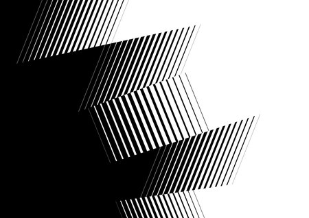 3D lines, stripes geometric pattern, texture. Black and white illustrationのイラスト素材