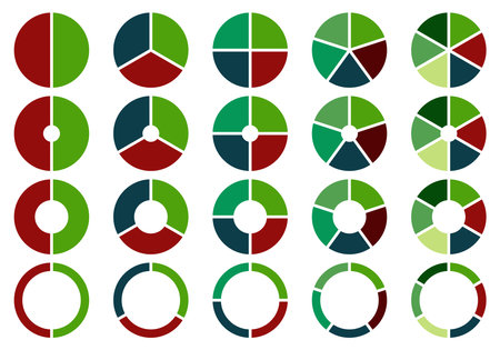 Circle diagram icon set. Flat design. Vector Illustration.のイラスト素材