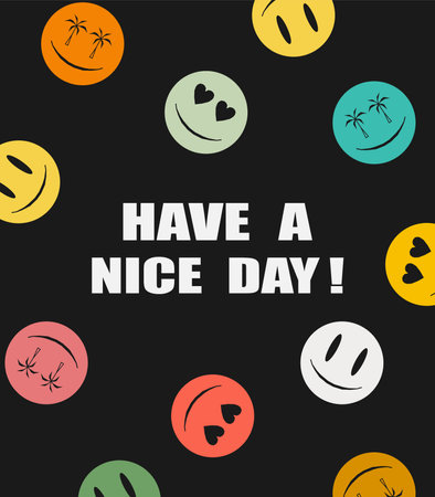 Seamless vector pattern with emoji.Have a nice day. smile face icon pattern posterのイラスト素材