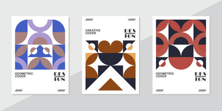 Set of brochure, poster templates in retro style. Vector illustrationのイラスト素材