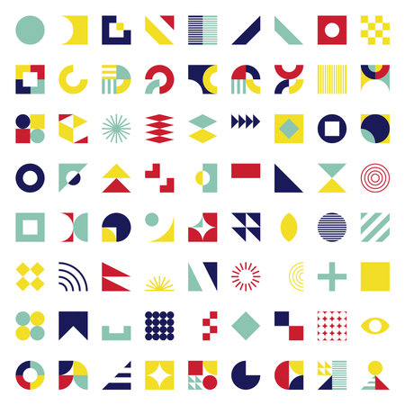 Geometric shapes and figures vector set. Collection of geometric shapes and figures.のイラスト素材