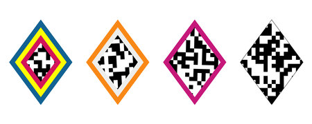 QR code icon set, vector illustration. Flat design style.