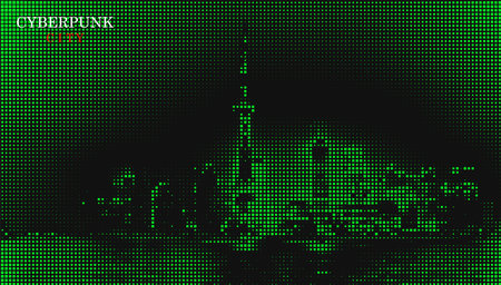 Green halftone background. Abstract vector illustration. Halftone effect.のイラスト素材