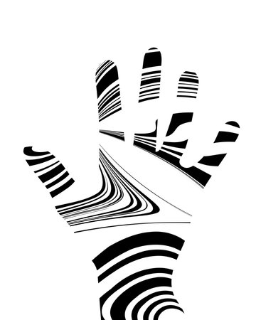 abstract black and white human hand on a white background, vector illustrationのイラスト素材