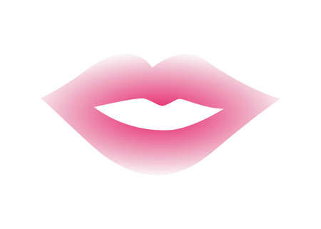 Gradient color of mouth applied with pink lipstick on white background. icon vector illustration. Beauty makeup and cosmetics concepts.のイラスト素材