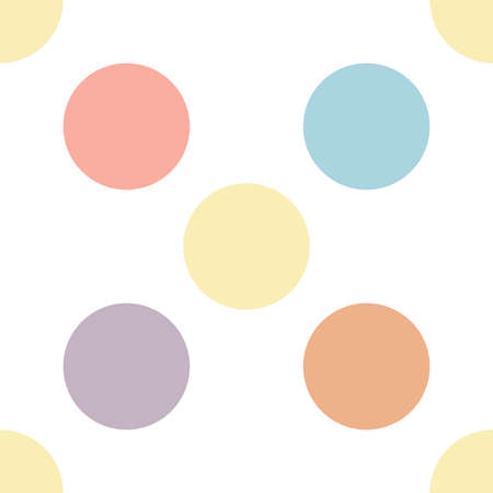 Pastel color polka dot seamless pattern on white background as vector illustration.のイラスト素材