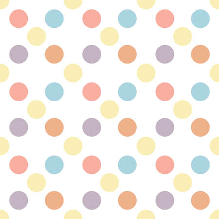 Pastel color polka dot seamless pattern on white background as vector illustration.のイラスト素材
