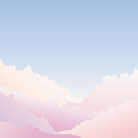 fantasy concept of pink purple color cloud on blue background with copy space. Sweet pastel colorful cloudscape layer as vector illustration.のイラスト素材