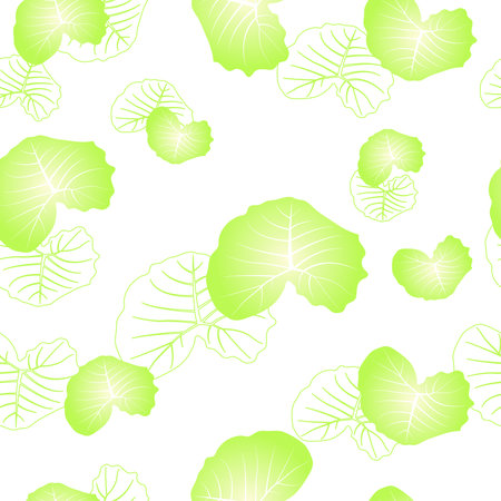 Green Elephant ear leave with gradient and line for seamless pattern on white background.のイラスト素材
