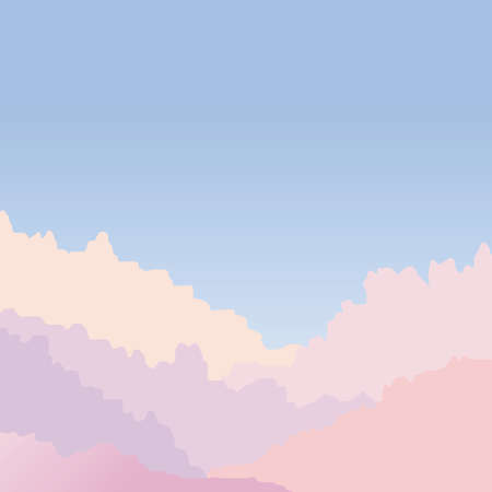 fantacy concept of pink purple color cloud on blue background with copy space. Sweet pastel colorful cloudscape layer as vector illustration.のイラスト素材