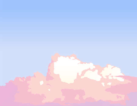 Fantasy concept of pink purple color cloud on blue background with copy space. Sweet pastel colorful cloudscape layer as vector illustration.のイラスト素材