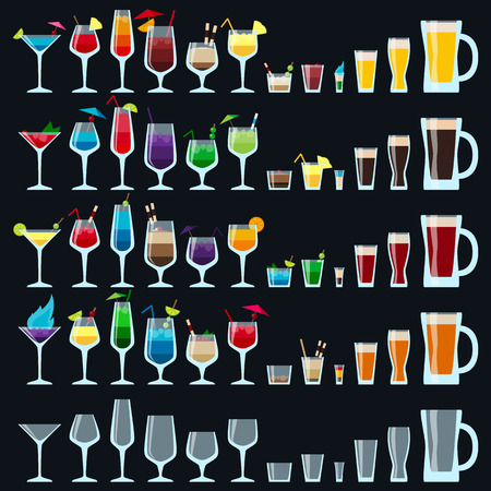 Set of colorful alcohol drinks illustration vectorのイラスト素材
