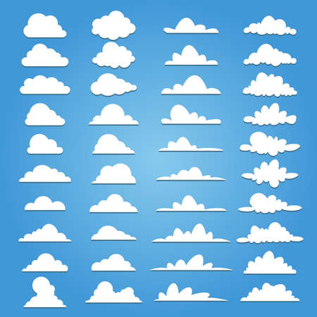 Set of 40 style cloud vector illustrationのイラスト素材