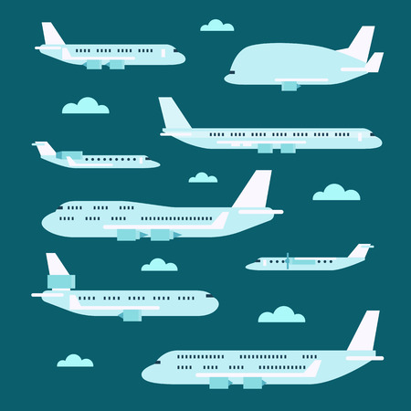 Flat design of airplane set illustration vectorのイラスト素材