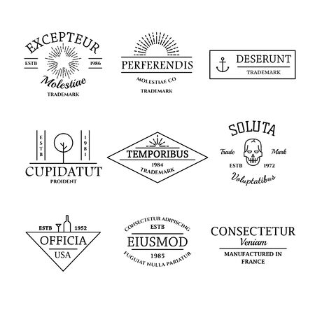 Vintage and retro style logos and labels set illustration vectorのイラスト素材