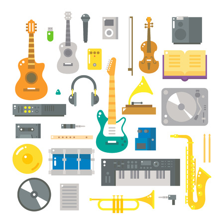 Flat design of music instruments set illustration vectorのイラスト素材