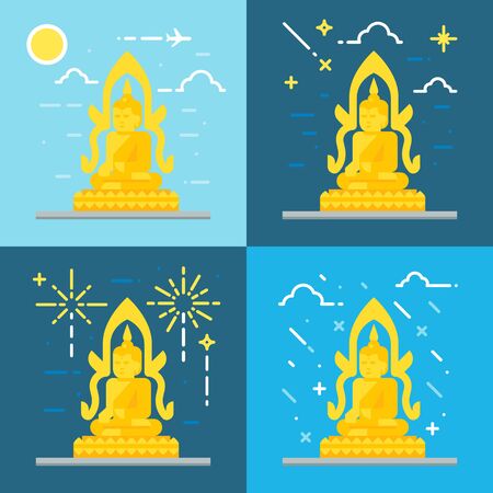 Flat design of Buddha Thailand illustration vectorのイラスト素材